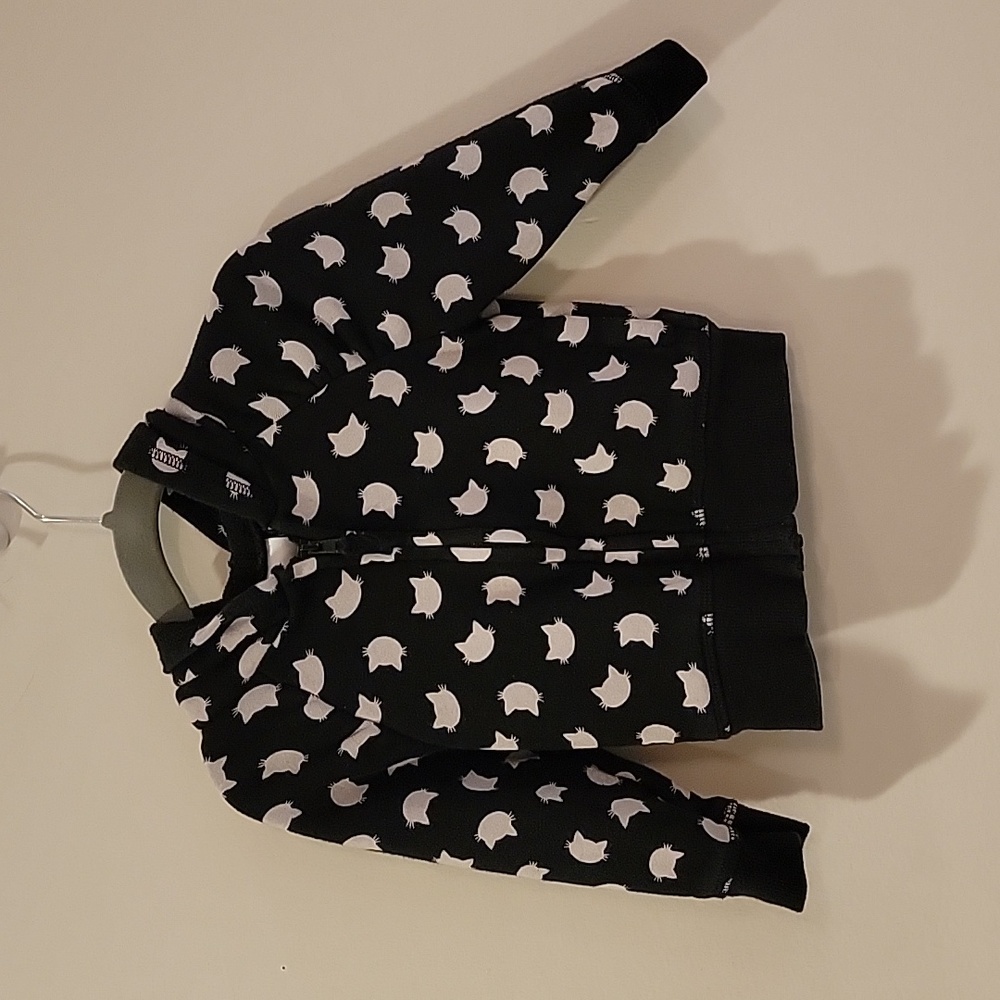 Cat & Jack Glow-in-the-Dark Black Cat Hoodie 12M  Halloween Zip-Up Jacket
